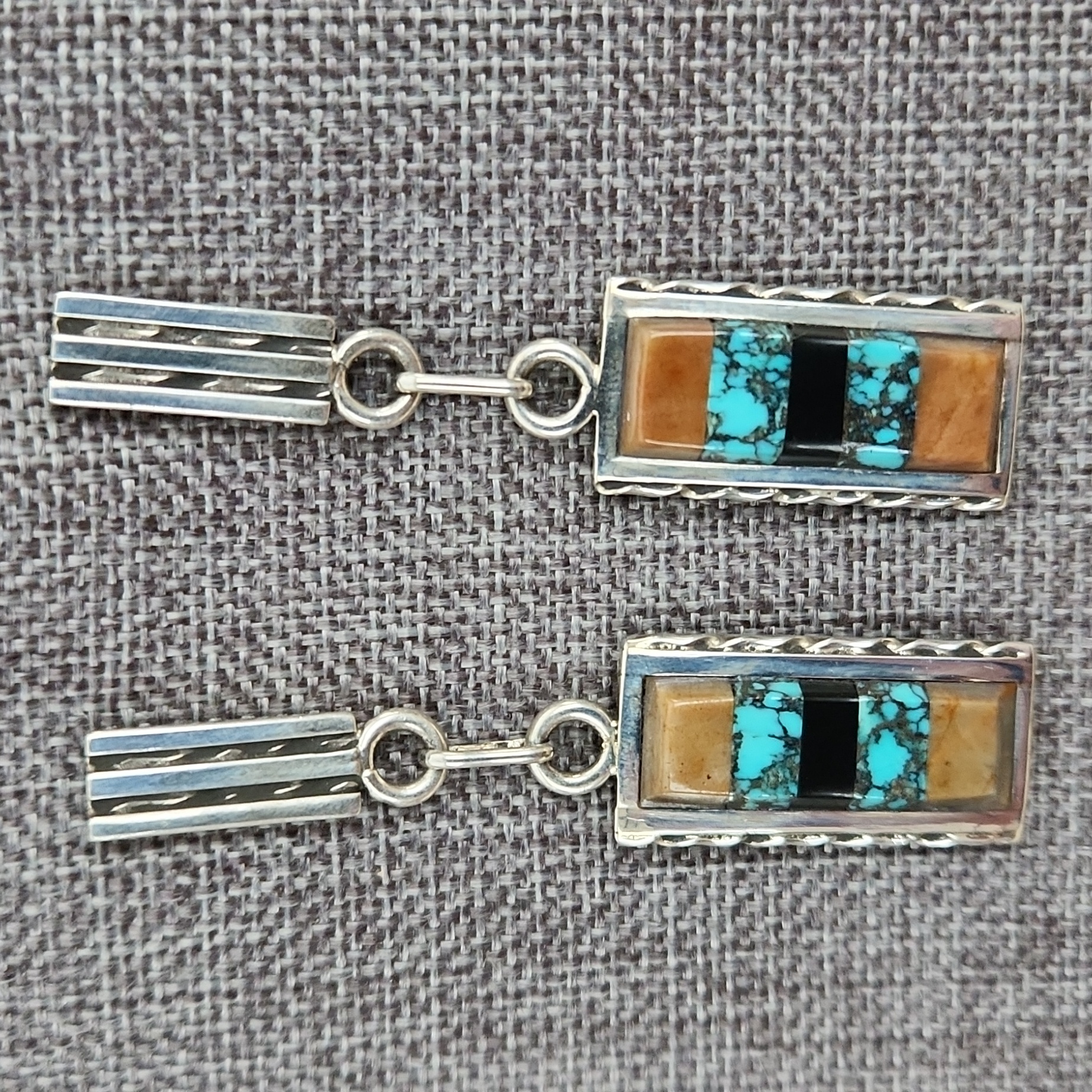 Beautiful Vintage Native American Zuni Handmade Inlaid Earrings